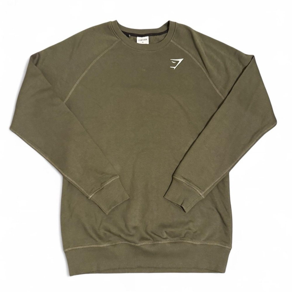 Unisex GymShark Athletic Olive Green Comfy Active Cotton Sweater Size Medium